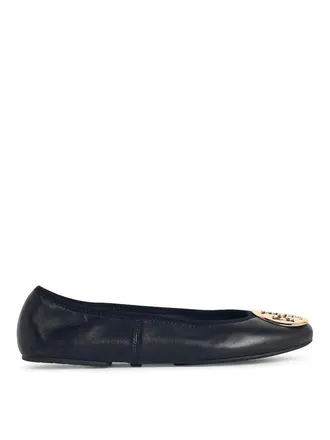 Tory Burch Minnie Black Leather Ballet Flats