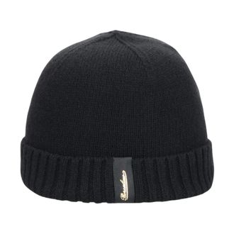 Borsalino Accessories, unisex, Black, ONE SIZE, Soft Eco Cashmere Ribbed Cuff Beanie