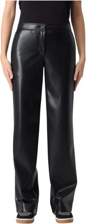 Twinset Wijde broek - Dames - Wijde Broeken - Zwart - M - Leer - Broeken