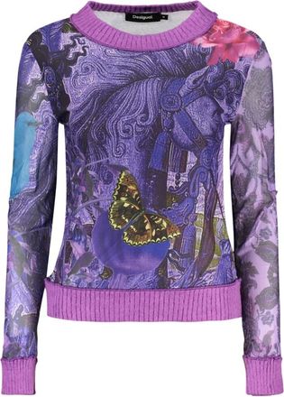 Desigual Jersey de punto con cuello redondo - Tops - Mujer - P&uacute;rpura - XL