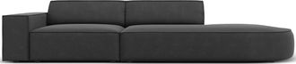 BLOOMINGLOFT 3-Sitzer Designsofa Jodie mit abgerundetem Ottomane rechts - Samtbezug