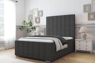 Comfort Beds Lorenzo Dumfries Bed Frame - 50 Upholstered Headboard in Dark Grey | Size: Single