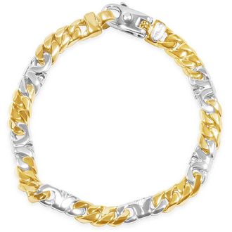 Pompeii3 Mens Figaro Link 14k Gold (35gram) or Platinum (57gram) 7.5mm Bracelet 8