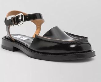 Moschino loafers open design square toe ankle strap