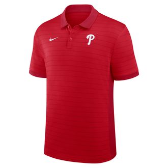 Nike Philadelphia Phillies Authentic Collection Striped Victory Nike Mens Dri-FIT MLB Polo in Red | 03BG0GJ3PP-P81