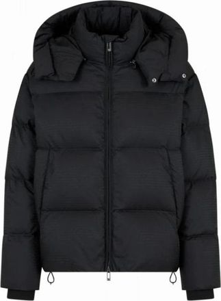 Emporio Armani Zipped Hooded Down Jacket - Heren - Gewatteerde jassen - Zwart - L - Leer - Jassen