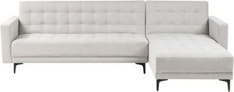 Beliani Sof&aacute; Cama Modular En Forma De L Tapizado En Tela Con Capiton&eacute; Gris Claro Izquierdo Aberdeen