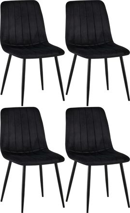 Clp Clp - Set De 4 Sillas De Sal&oacute;n Dijon En Tela O Terciopelo Negro Terciopelo