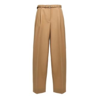 Jil Sander Dames, Broeken, Beige, Maat: XS Wol