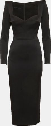 Alex Perry Black Satin Linden Midi Dress