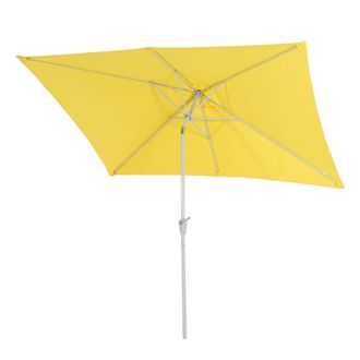 Hhg [nunca Usado] Parasol N23, Parasol De Jard&iacute;n, 2x3m Rectangular Inclinable, Poli&eacute;ster/aluminio 4,5kg Protecci&oacute;n Uv 50+, Amarillo
