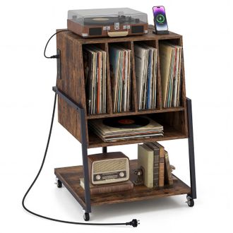 Costway Costway Mobile Porta Vinili Supporto Per Giradischi In Legno Scaffale Per Dischi Mobiletto Stereo Tavolino Laterale Contenitore Cd Espositore Lp Album