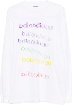 Balenciaga Tops, Dames, Wit, S, Nylon, Balenciaga T-shirts en Poloshirts