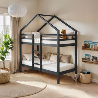 Flair Nest House Bunk Bed in Grey | Size: EU Single
