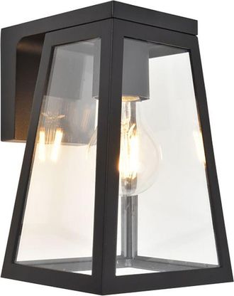 Lutec L&aacute;mpara De Pared Solar Para Exteriores Fia Solar, Color Negro Mate, 2w, Casquillo E27, 2700k, Ip44, Con Sensor Crepuscular