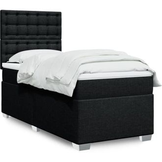 vidaXL Vidaxl - Cama Box Spring Con Colch&oacute;n Tela Negro 90x190 Cm