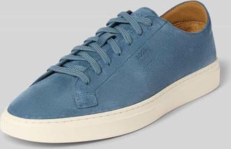 HUGO BOSS Low Top Sneaker aus reinem Rindnubuk Modell Kieran_Tenn_wcsd in Hellblau, Gr&ouml;&szlig;e 40