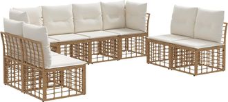 vidaXL Conjunto De Sof&aacute;s De Exterior Natural Poli&eacute;ster Vidaxl