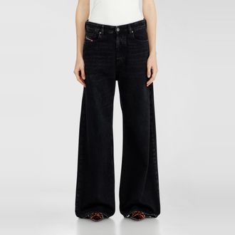 Diesel Relaxed Jeans Low Waist 1996 D-Sire, Black/Dark grey, Button fly