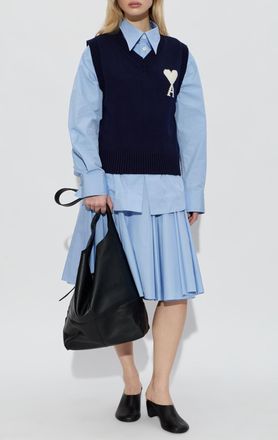 Ami V-neck Vest, Womens, Navy Blue