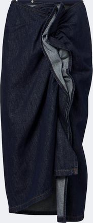Dries Van Noten Draped asymmetric denim midi skirt