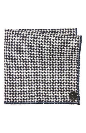 Clifton Wilson Houndstooth Cotton Pocket Square in Navy at Nordstrom