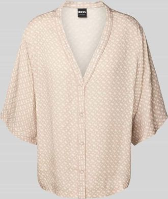 HUGO BOSS Loose Fit Pyjama-Hemd aus Satin in Beige, Größe XL