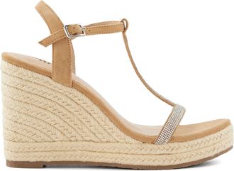 Dune London Ladies KITTEN Diamante Wedge Sandals Size UK 8 Suede Wedges