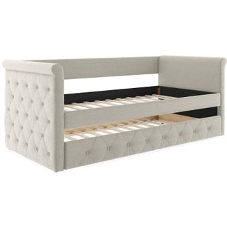Vente-Unique Letto divano a scomparsa trapuntato 2 x 90 x 190 cm in Tessuto Beige - LOUISE