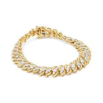 House of Brilliance 10K Yellow Gold 5.0 Cttw Diamond Double Row S-Link Cuban Bracelet at Nordstrom