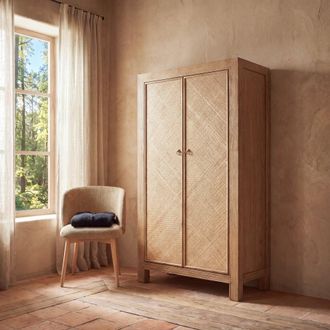 Maisons du monde Armario de 2 puertas de madera de olmo reciclada y bamb&uacute; 100 cm