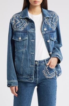 Farm Rio Cornely Embroidered Denim Jacket at Nordstrom Rack, Size Large