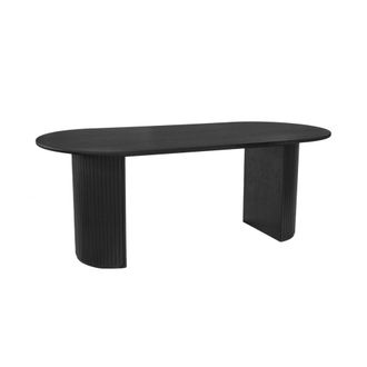 Sweeek Mesa de comedor oblonga de madera de hevea y chapa de roble de 6 a 8