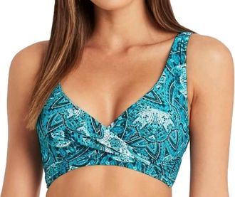 Sea Level Australia Bella Mare Cross Front B/dd Cup Bikini Top In Seafoam