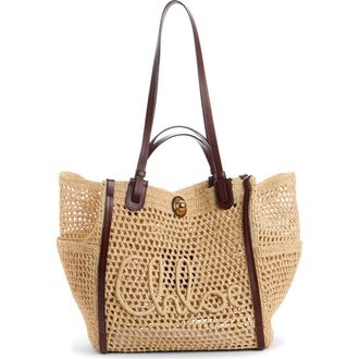 Chlo&eacute; Summer Banana Raffia Tote in Hot Sand at Nordstrom