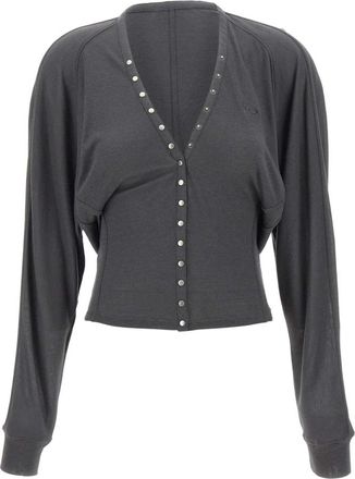 Diesel T-iserina Cardigan - Dames - Vesten - Grijs - M - Katoen - Truien & Vesten