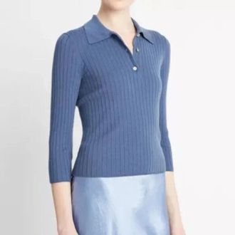 Vince V03 79551 Sweater Womens Riverbed Ribbed 3/4 Sleeve GBO 53