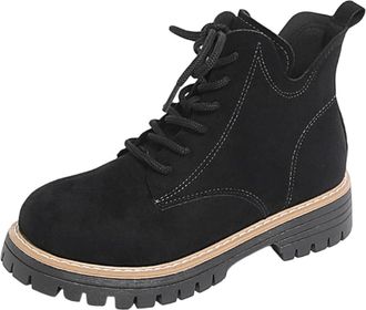 Generic Womens Ankle Boots Casual Comfortable Walking Booties Stylish Round Toe Chunky Heel Classic Non-Slip Lace Up Biker Boots Fall Winter