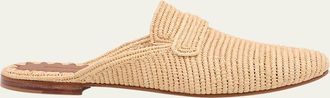 Carrie Forbes Tapa Woven Raffia Loafer Mules