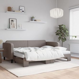 vidaXL Vidaxl - Sof&aacute; Cama Nido Con Colch&oacute;n Tela Gris Taupe 80x200 Cm