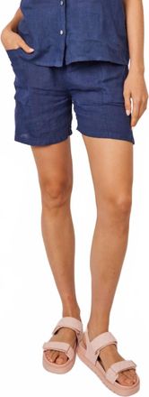 Pistach&eacute; Linen Shorts In Dark Denim