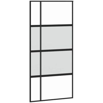 vidaXL Puerta Corredera Vidrio Templado Y Aluminio Negra 102,5x205 Cm Vidaxl