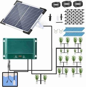 Elle Kit De Sistema De Riego Por Goteo Solar Trywise, Sistema De Riego Autom&aacute;tico Con 30 Modos De Funcionamiento Y 7 Modos De Temporizador