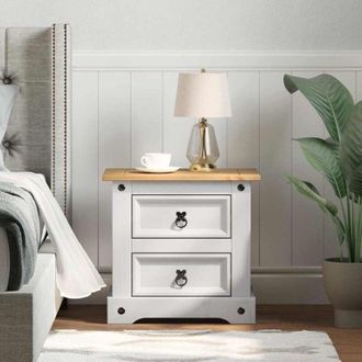vidaXL vidaXL Comodino Corona Bianco 53 x 39 x 47 cm Pino massello