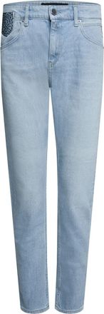 Replay Womens Marty Boy-Fit Jeans in Blue Cotton - Size 28W/28L