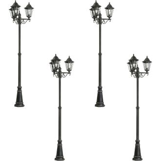Loops 4 PACK IP44 Outdoor Bollard Light Black & Silver Patina Aluminium 60W E27