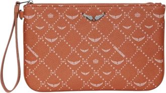 Zadig&Voltaire Monogram Canvas Handtas met Distinctive Wings - Dames - Clutches - Oranje - ONE Size - Polyester - Tassen
