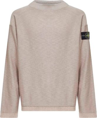Stone Island Trui met ronde hals - Heren - Ronde hals truien - Beige - XL - Katoen - Truien & Vesten