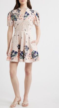 Cleobella Micah Mixed Floral Print Organic Cotton Poplin Minidress in Liora Print at Nordstrom, Size Medium