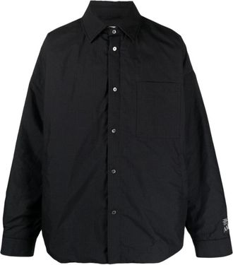 AMBUSH Zwarte Gingham-Check Gewatteerde Overhemdjasje - Heren - Casual Overhemden - Zwart - L - Katoen - Overhemden